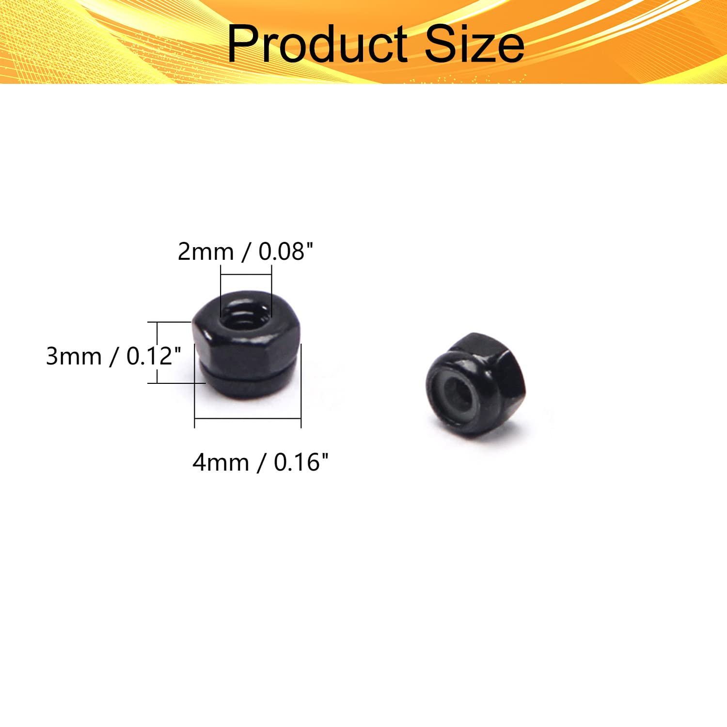 Juvielich 50Pcs M2 Hex Lock Nuts M2x0.4mm Carbon Steel Tiny Nylon Insert Hex Lock Nuts Self-Locking Nuts Zinc Plated Fasteners for Car Garage Ship Mechanical Equipment Hex Self Clinching Nuts Black