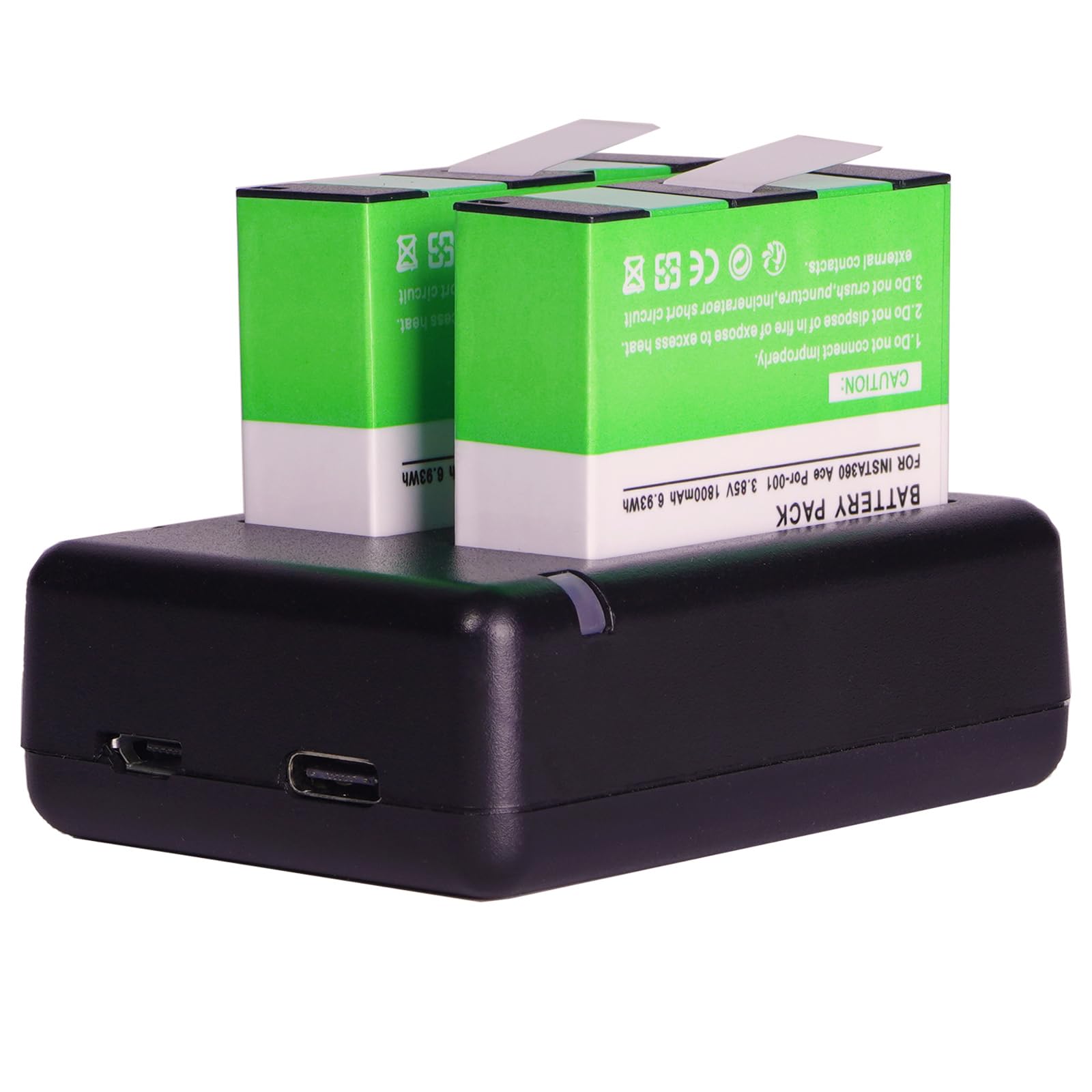 2-Pack Insta 360 Ace Ersatz Akku 1800mAh und USB Ladegerät Kompatibel mit insta360 Ace/Ace Pro/Ace Pro 2 Kamera