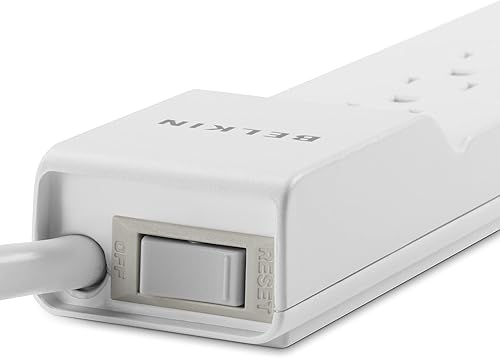 Miniatura 4 de Belkin Regleta protectora contra sobretensiones de 6 tomas con enchufe giratorio plano, cable de 6 pies, ideal para electrónica personal,