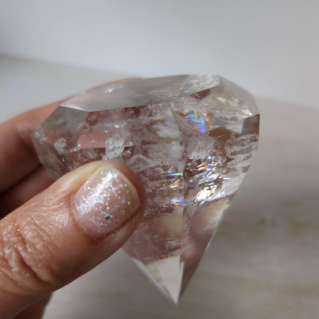 高品質 透明 虹入 クリアクォーツ ダイアモンド スタンド付 【公式通販】