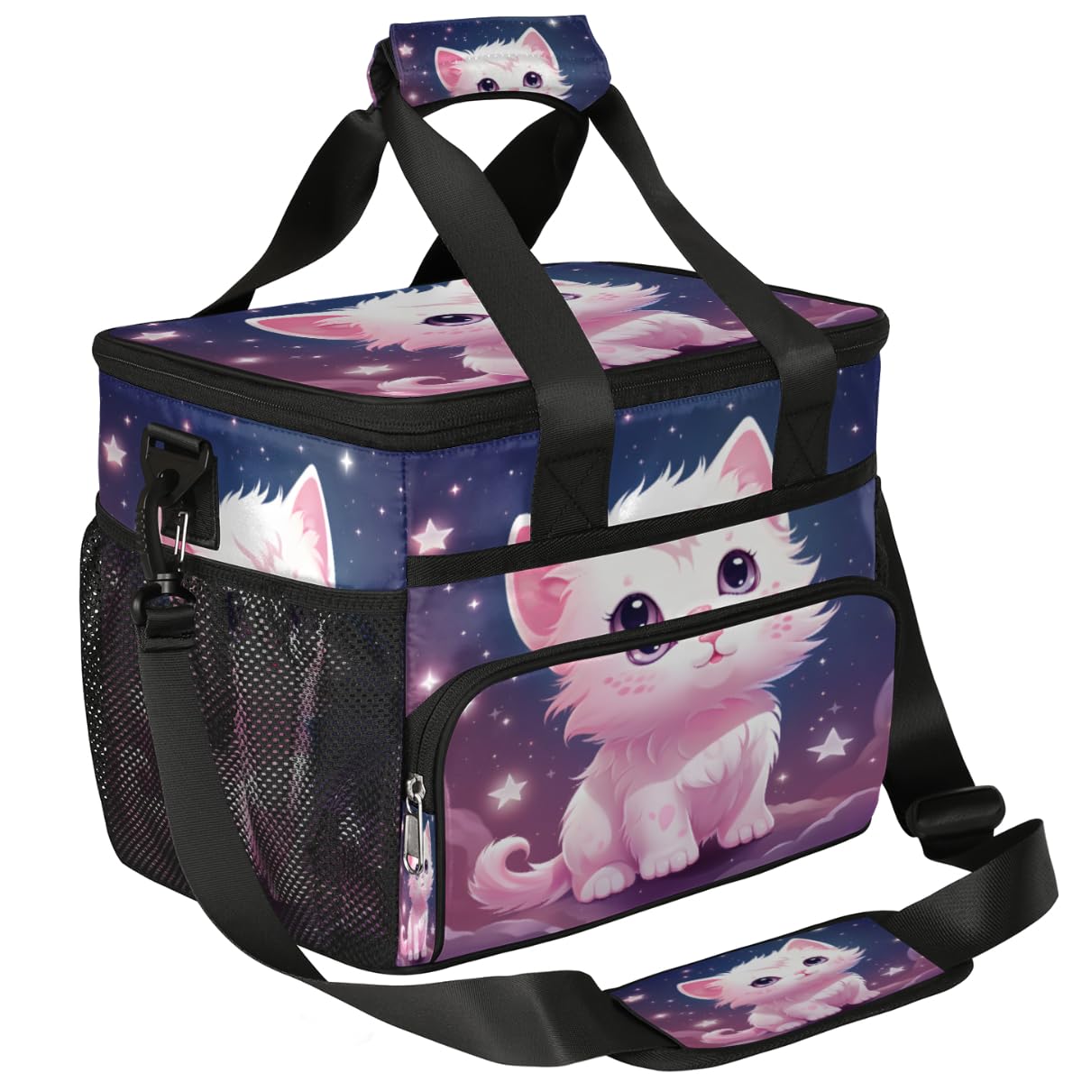 Cute Kitten Insulated Picnic Backpack Lunch Box for Women Men Picnic Basket Tote Lunch Bag Picnic Bag Portable Lunch Bags for Picnic, Beach, Work, Trip,Office, Camp Cat
