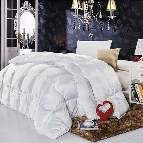 Kinza Collection - Natural GOOSE FEATHER TOG Duvet - Double Bed Size - Goose Feather 85% and Goose Down 15% - 13.5 TOG Quilt - 100% Cotton Fabric Cover - Premium Hotel Quality - All Seasons Cover