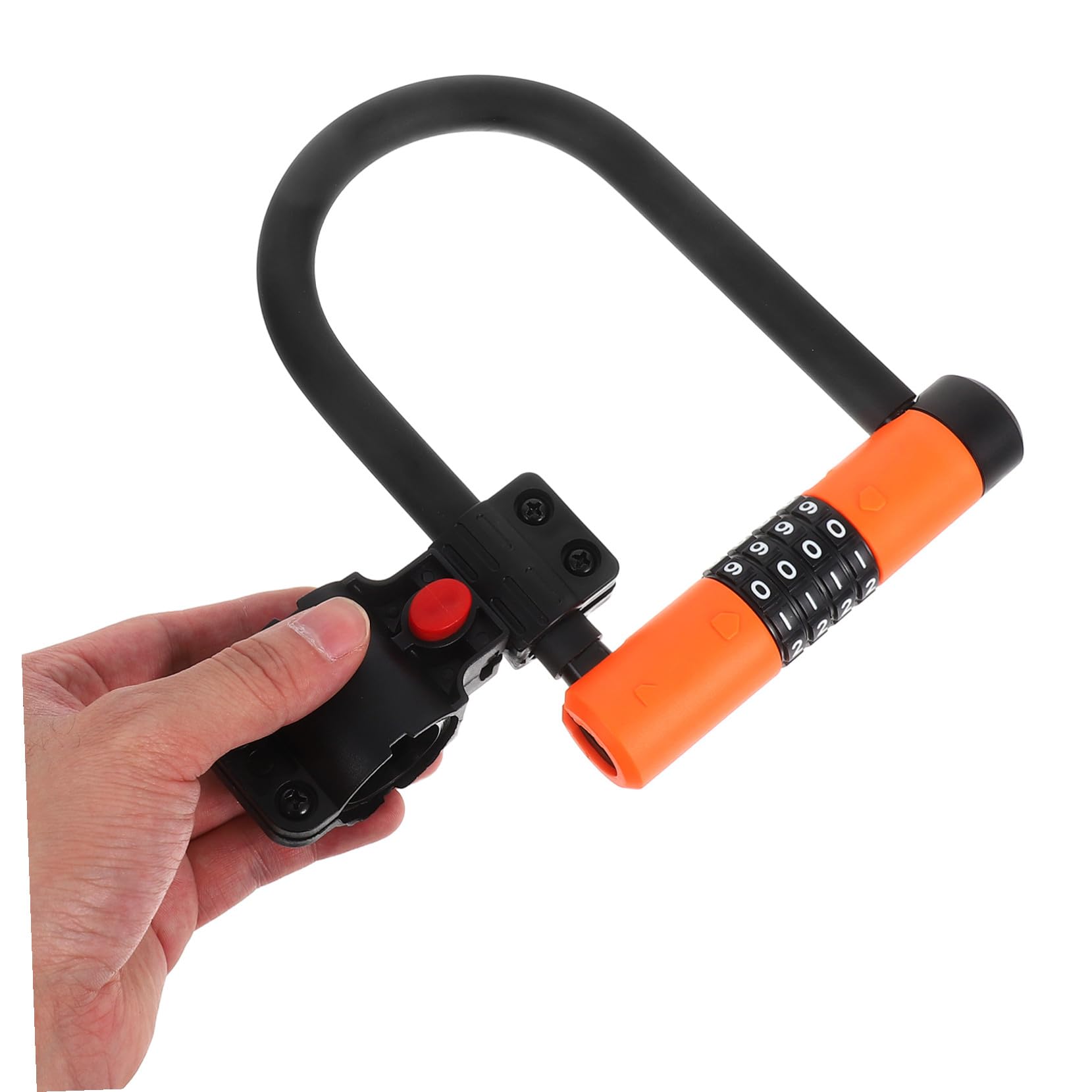 Zerodeko Lucchetto U per Bicicletta Antifurto Combinazione Cifre Sicuro e Resistente per E-bike Scooter e Moto Completo Arancione e Nero