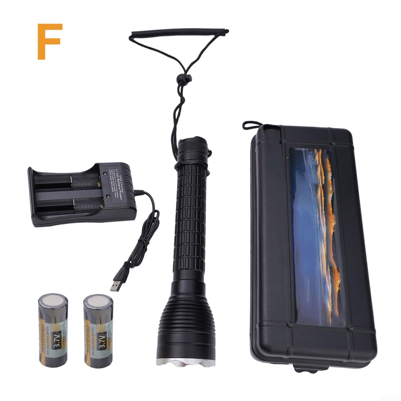 Torcia subacquea ad alta potenza P70 LED 4000 lumen torcia subacquea IPX8 impermeabile 50 m luce anodizzata dura con corda a mano (F)