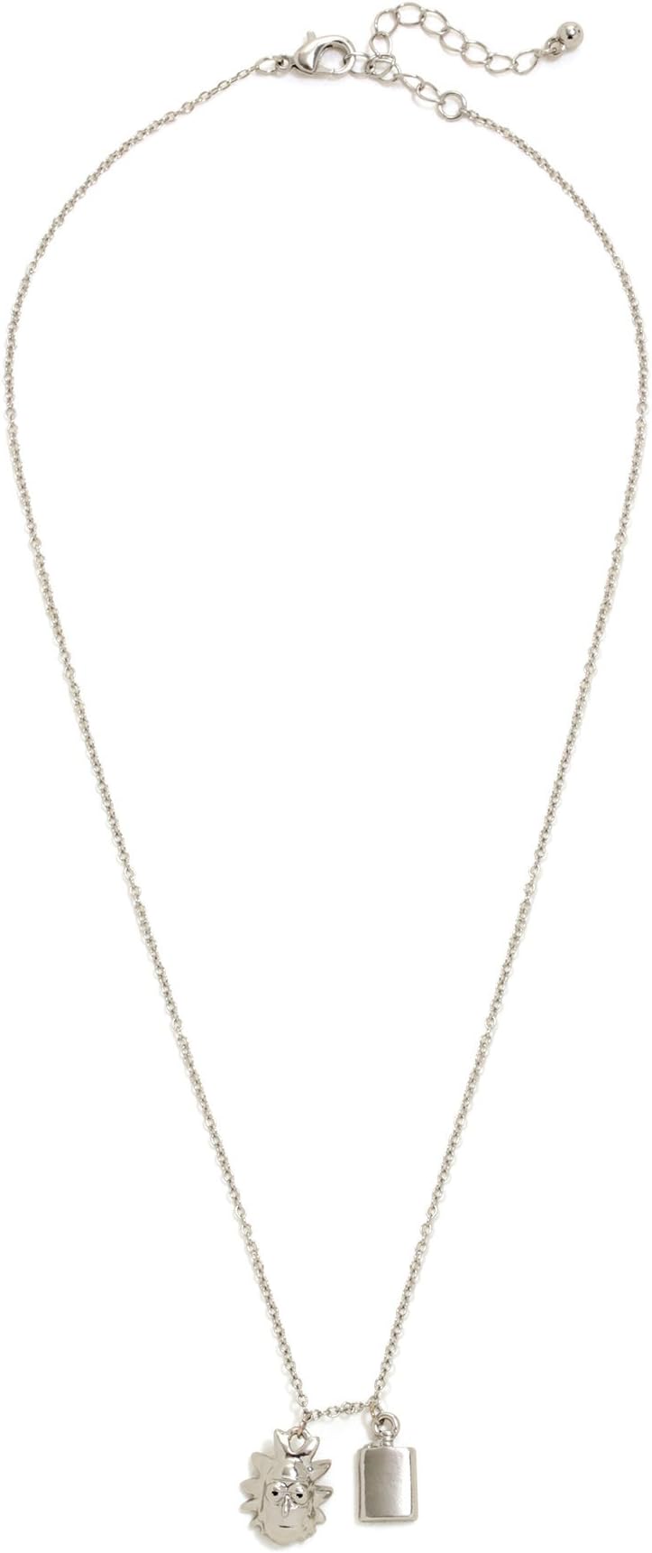 Rick And Morty Rick Head & Flask Charm Necklace