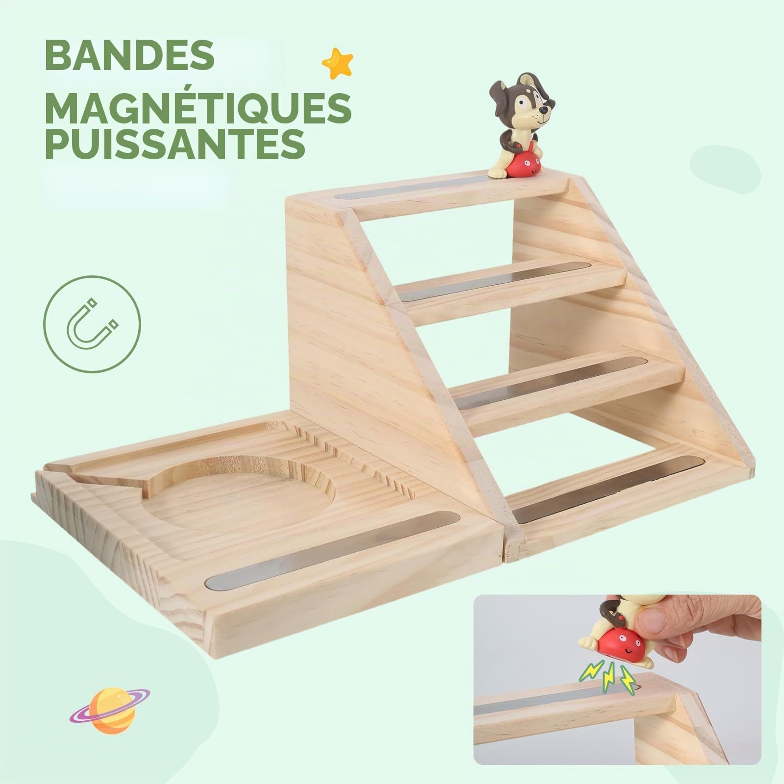 Givilio Tonie Shelf Échelles magnétiques, pour étagères murales Toniebox, support de figurine audio pour jouets Toniebox, station de charge compatible, avec étui de transport