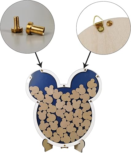 Miniatura 2 de Libro de invitados enmarcado con cabeza de ratón de madera alternativa para iniciar sesión para decoraciones de fiesta temática de Mickey Mouse