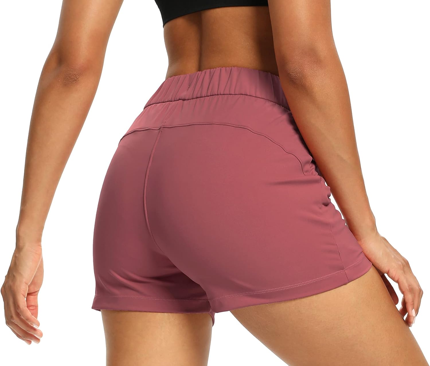 CQC Women's Active Yoga Lounge Shorts Active Running Workout Casual Shorts with Pockets Activewear Dark Pink XXL