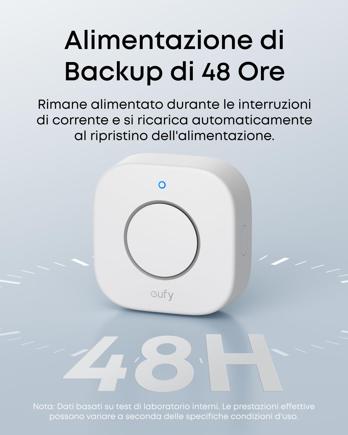 eufy E20 Sirena da Interni, Forte Allarme 110 dB per Copertura Intero Piano, Batteria di Backup, Installazione Flessibile, Lunga Portata, Richiesta Versione UE di HomeBase 2, 3, Mini o Pro Haus