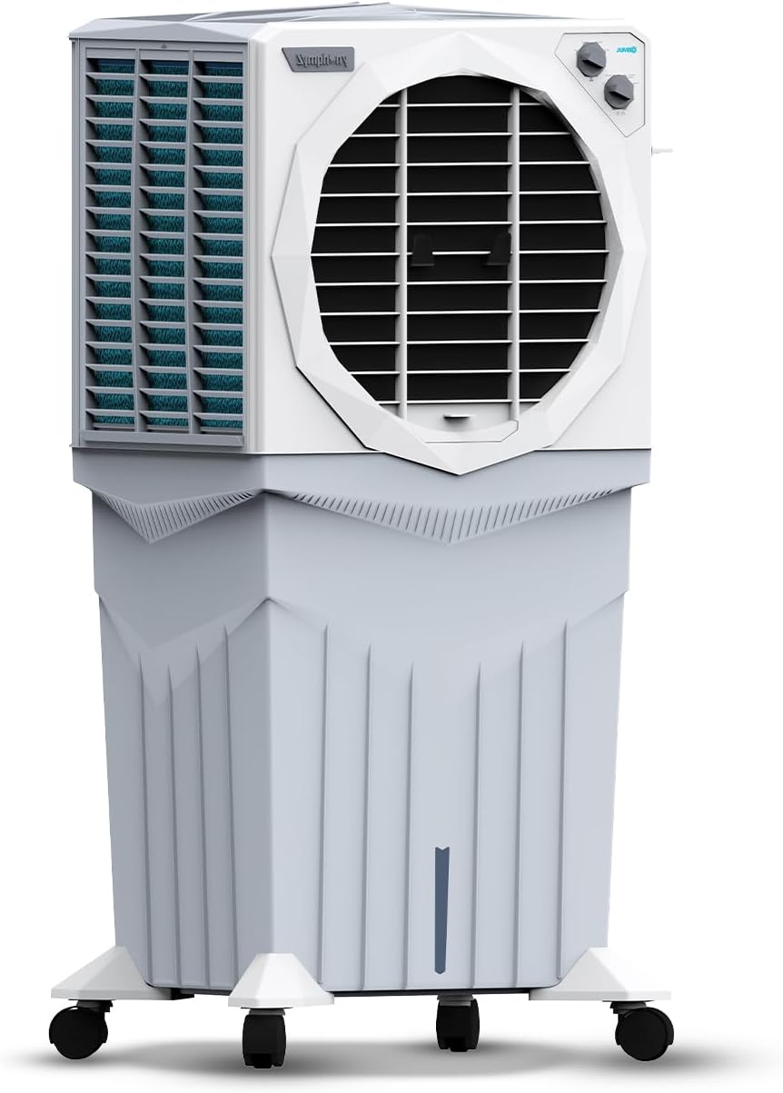 Symphony Jumbo 95XL+ Desert Air Cooler for Home with Honeycomb Pads, Powerful Fan, and Cool Flow Dispenser (95L, White)