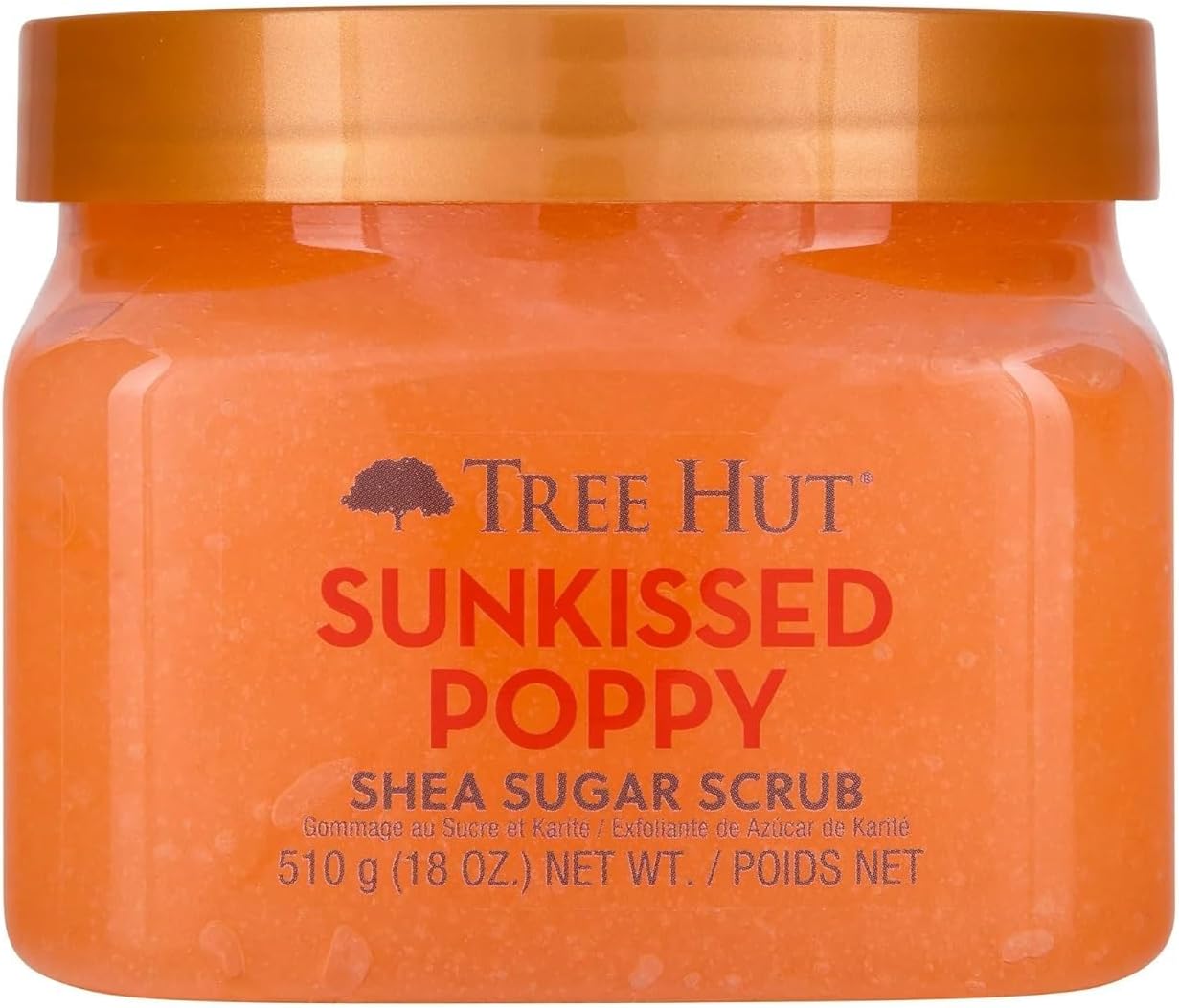 Sunkissed Poppy Shea Sugar Scrub - 510g, Exfoliating & Nourishing, White Lily & Marigold, Vegan & Paraben-Free (Package May Vary)