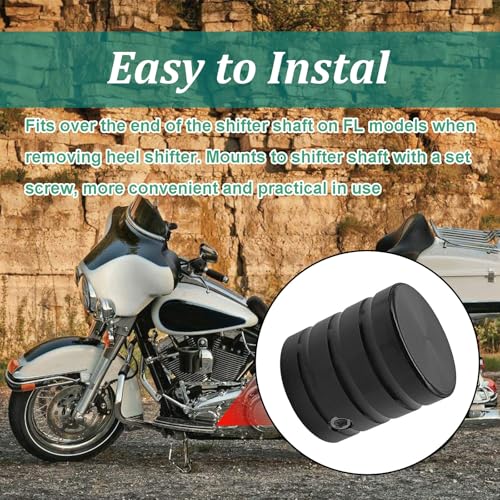 Image of Motorcycle Heel Shift Eliminator Cap, Aluminum Heel Shift Eliminator Motorcycle Accessory Compatible with Trike FLHT FLHR FLHX CVO 1980 to 2019 (Black)