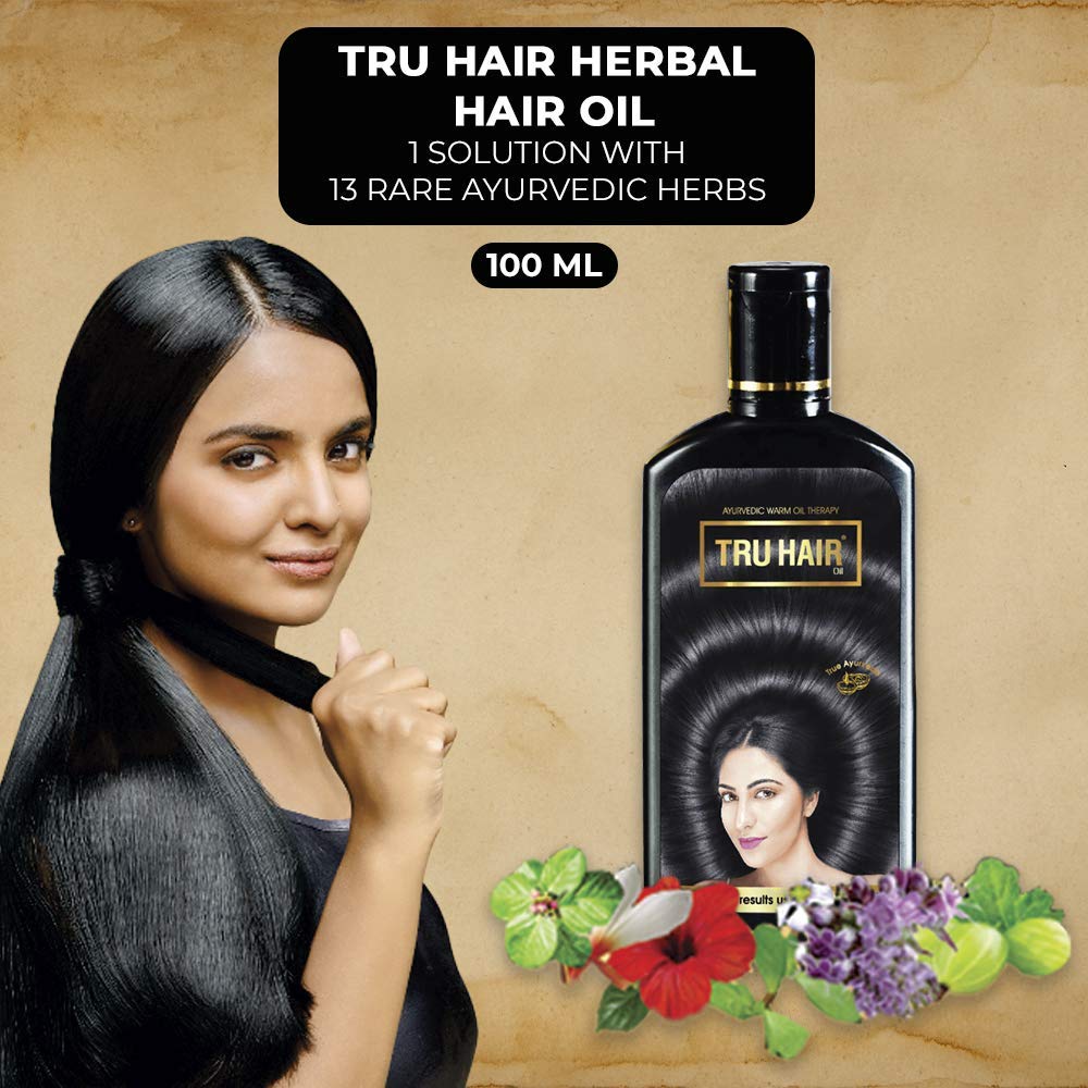 Tru Hair Ayurvedic Hair Oil with Bhringraj, Amla & Hibiscus for