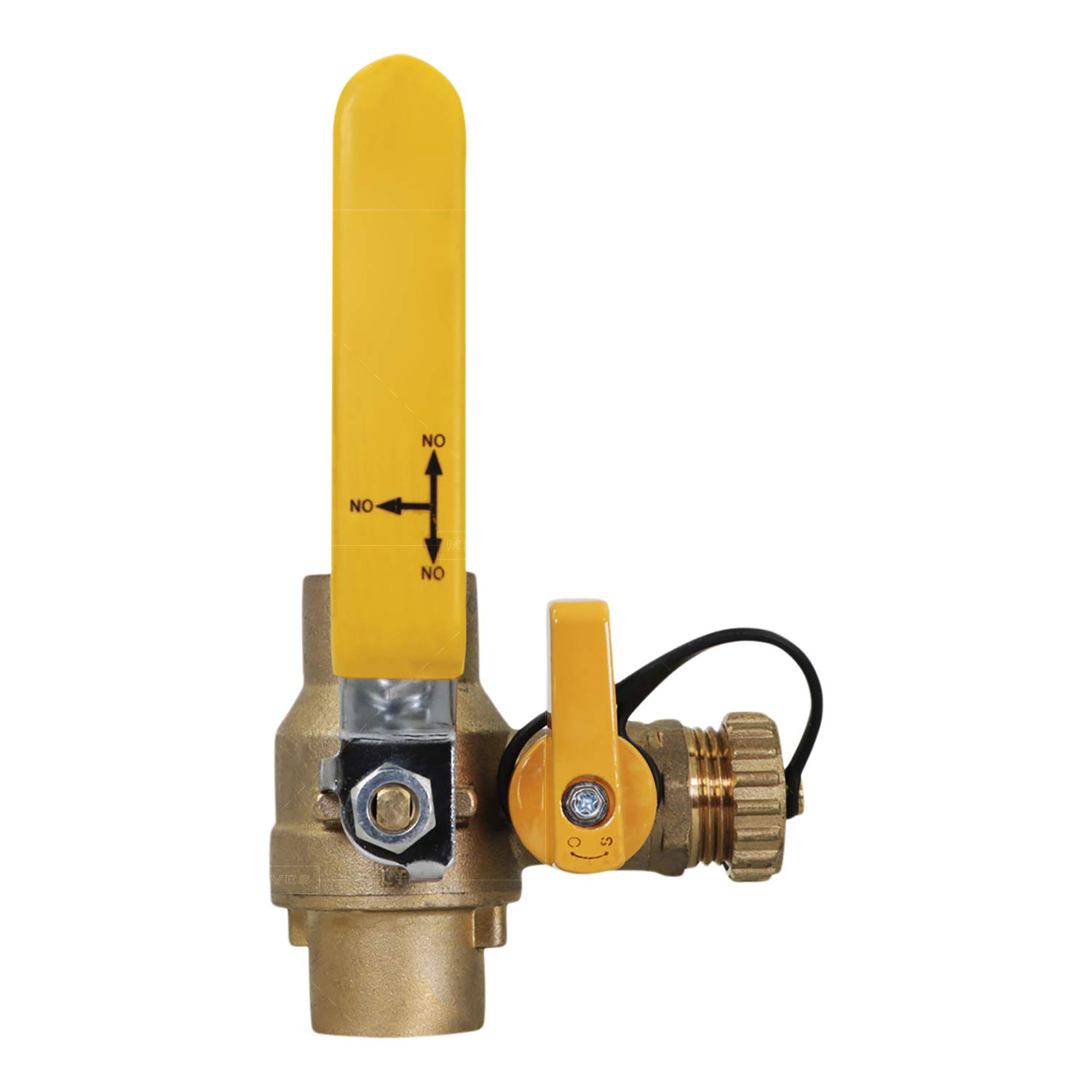 Midline Valve 928D223 Zawór kulowy wysokiego spustu, oczyszczacz do czyszczenia systemu rurowego, 3-kierunkowa regulowana ścieżka przepływu, uchwyt odwracalny 2,5 cm, przyłącze potu, mosiądz