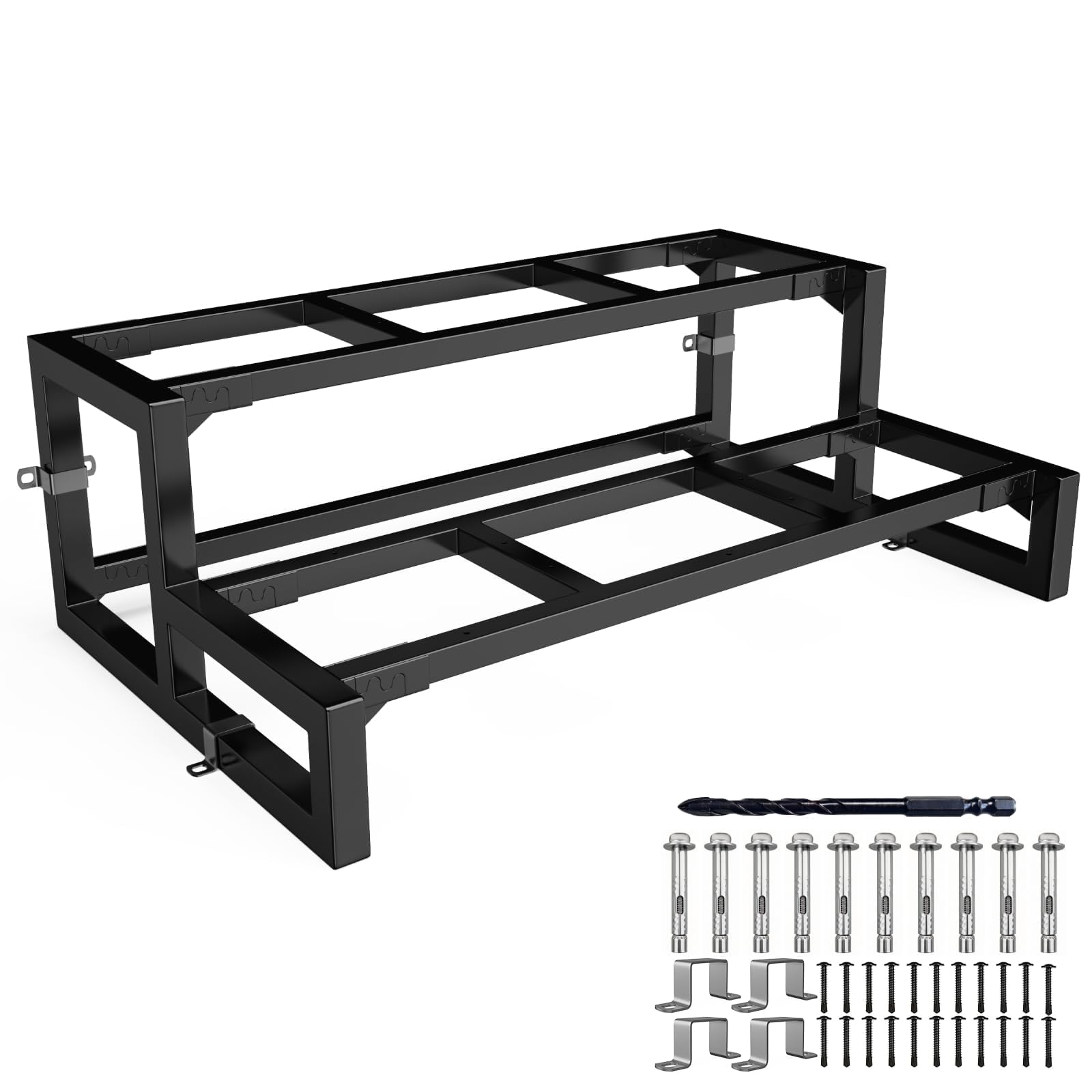Stahl-Stufen-Set 2 Stufen, Metall-Treppenwange für Holztritt, Breite 60 cm