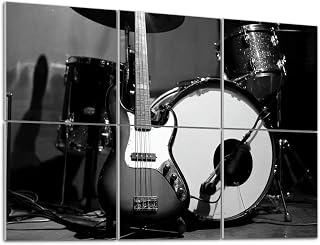 6 Pack Art Acoustic Panels Self Adhesive Bass guitar drums stage Decorative Soundproof Wall Panels Sound Absorbing Panel 48"x72" for Office Home Studio