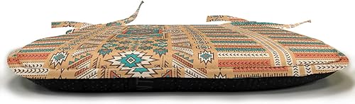 Miniatura 3 de Ambesonne Tribal Chair Seating Cushion Set of 12, Secret Tribe Pattern in Bohemian Style, Soft Seat Pads for Office with Anti-Slip Backing, 16"x16",