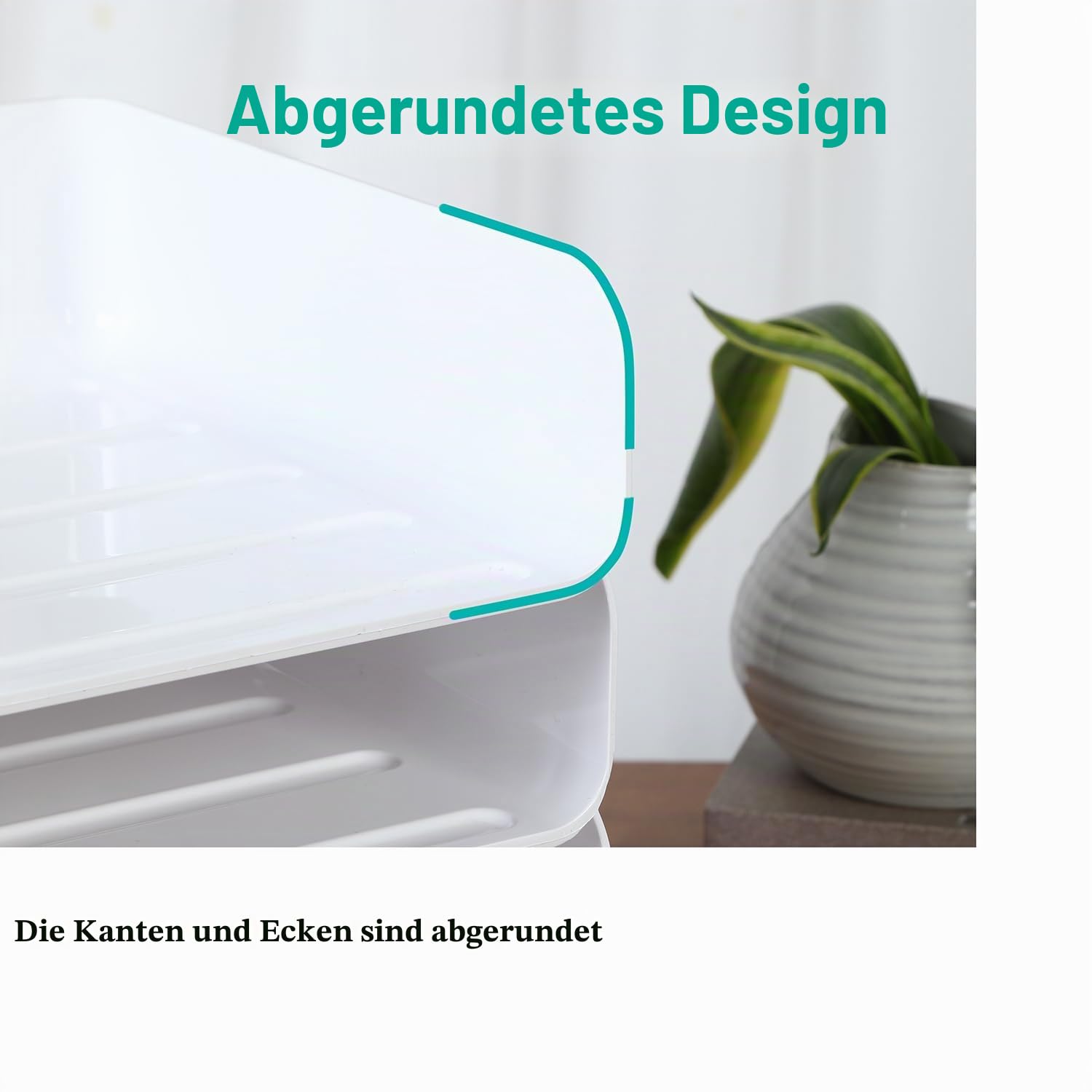 4-stöckige Ablagekorb für A4, Dokumentenablage aus PET Kunststoff, Briefkorb, Briefablage Organizer (Weiß)