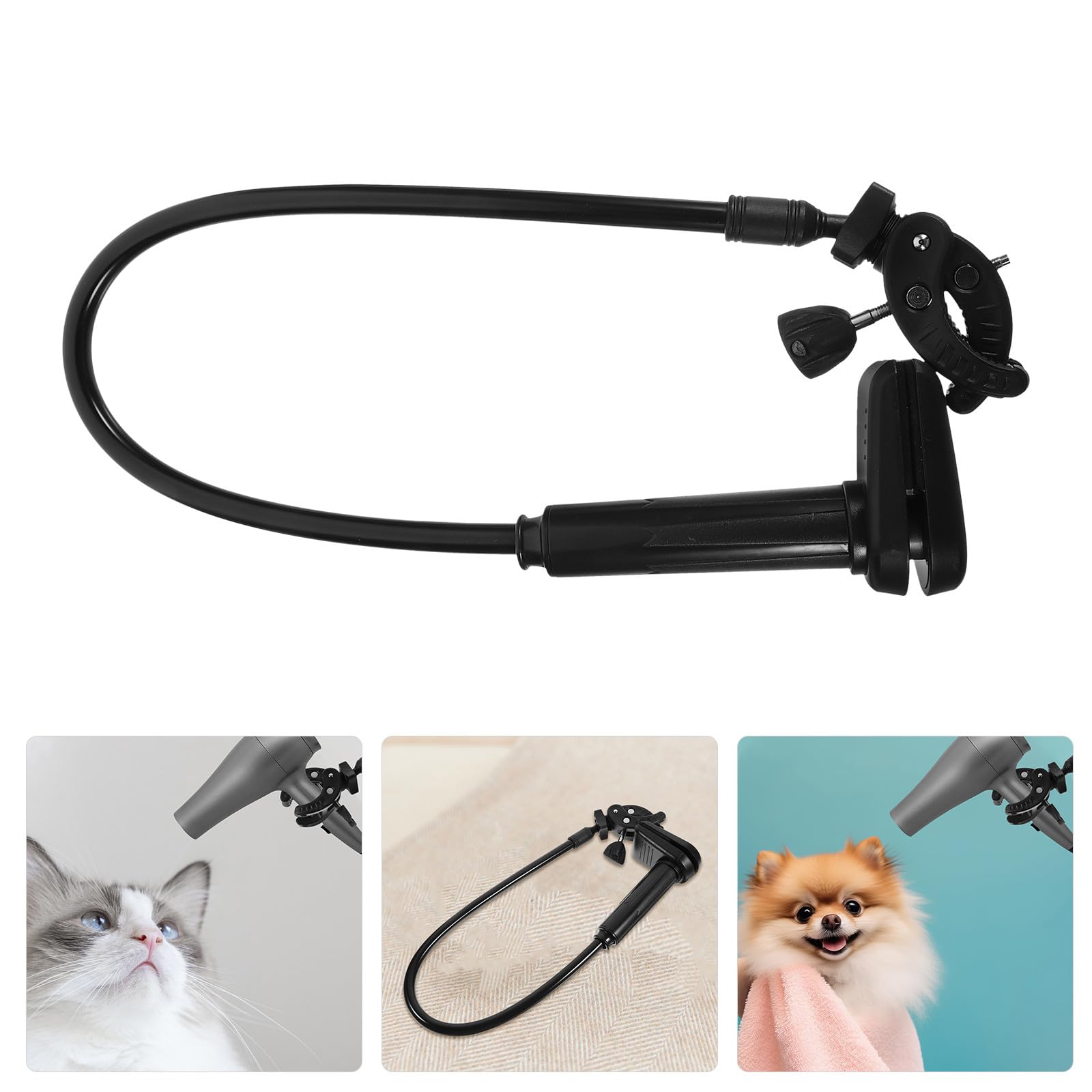 Supporto per Asciugacapelli per Toelettatura Cani Regolabile 360° Nero