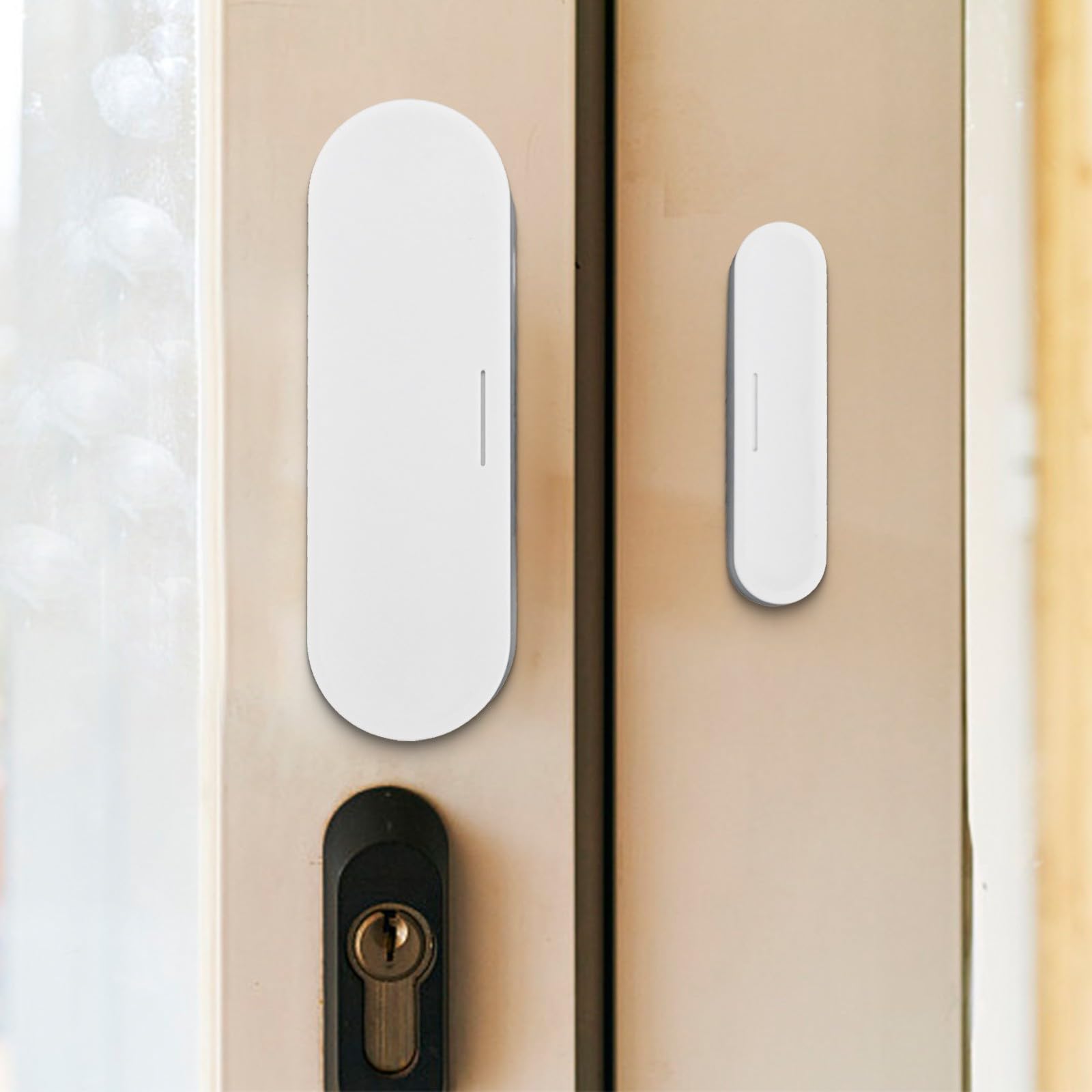 Whychstore Matter Thread Capteur intelligent pour porte et fenêtre, télécommande alimentée par USB avec application Tuya et support d'assistant vocal, fonction d'alarme antivol en blanc