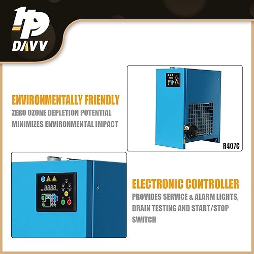 Miniatura 4 de HPDAVV Sistema refrigerado de secadora de aire de alta resistencia apto para compresor de tornillo giratorio industrial de 30 HP - 105 cfm - 088 kw