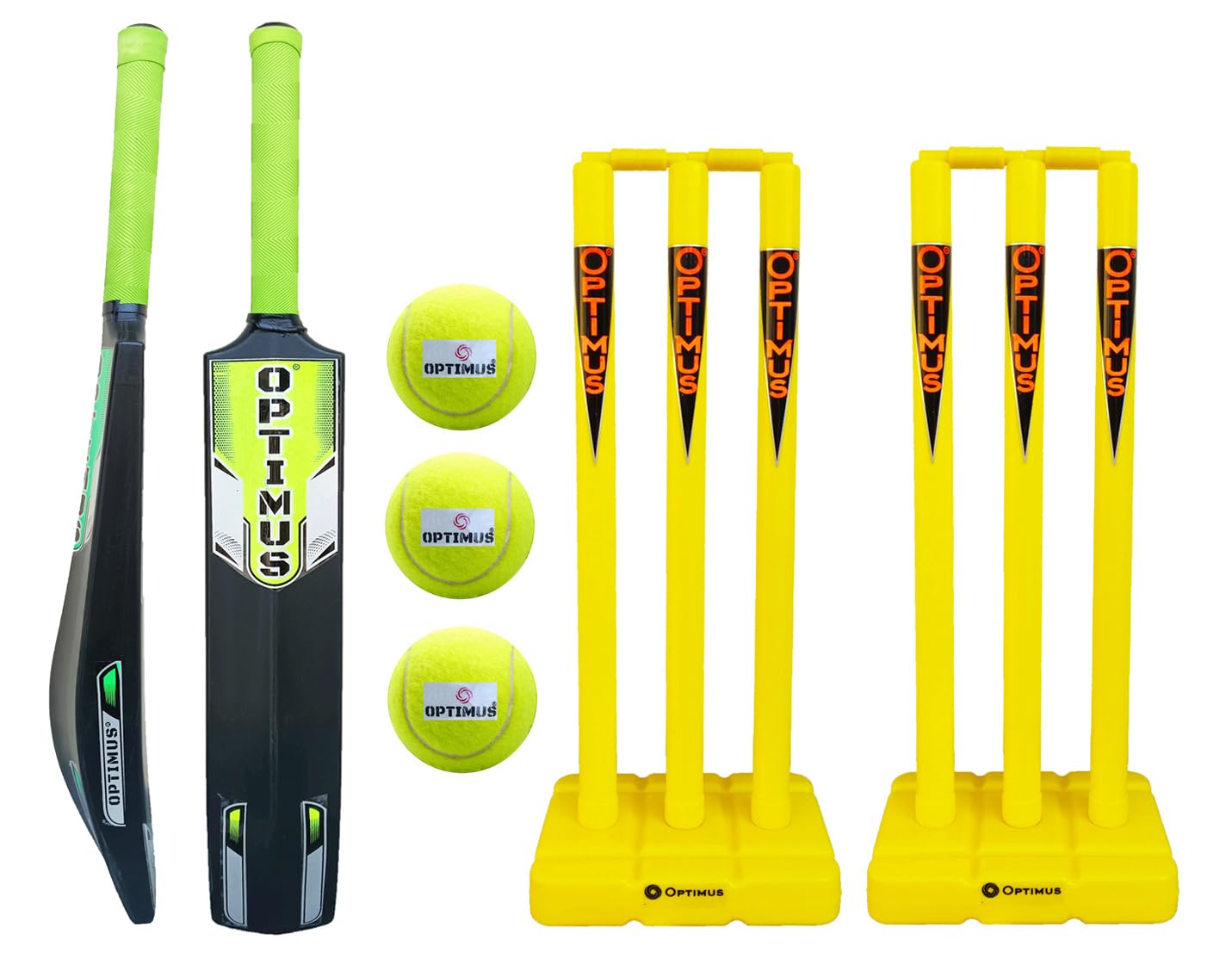 Optimus® Cricket Kit Combo Set - 1 Plastic Bat 5 No. - 7 to 8 Yrs Age, 3 Cricket Tennis Ball, 24 Inch Plastic Stump Set 6 Pcs 4 Bails with 2 Base - Yellow Alpha B (B0CL7BRNM5) Amazon Price History, Amazon Price Tracker
