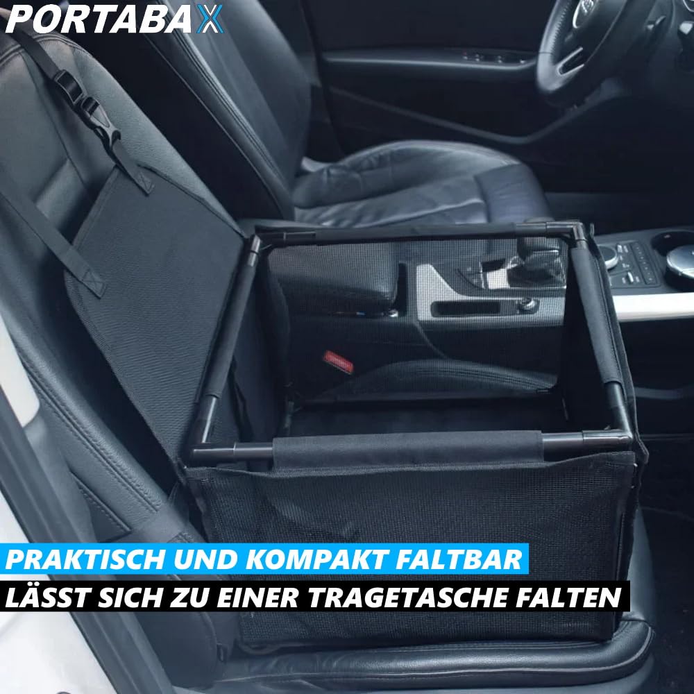 PORTABAX Tiertransportbox Auto Hundetasche Haustier Hund Katze Tragetasche Transporttasche für Autositz schwarz