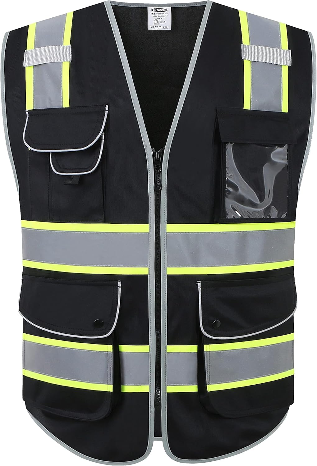 JKSafety Safety Vest for Men Women Reflective Hi Vis JK901 Black S