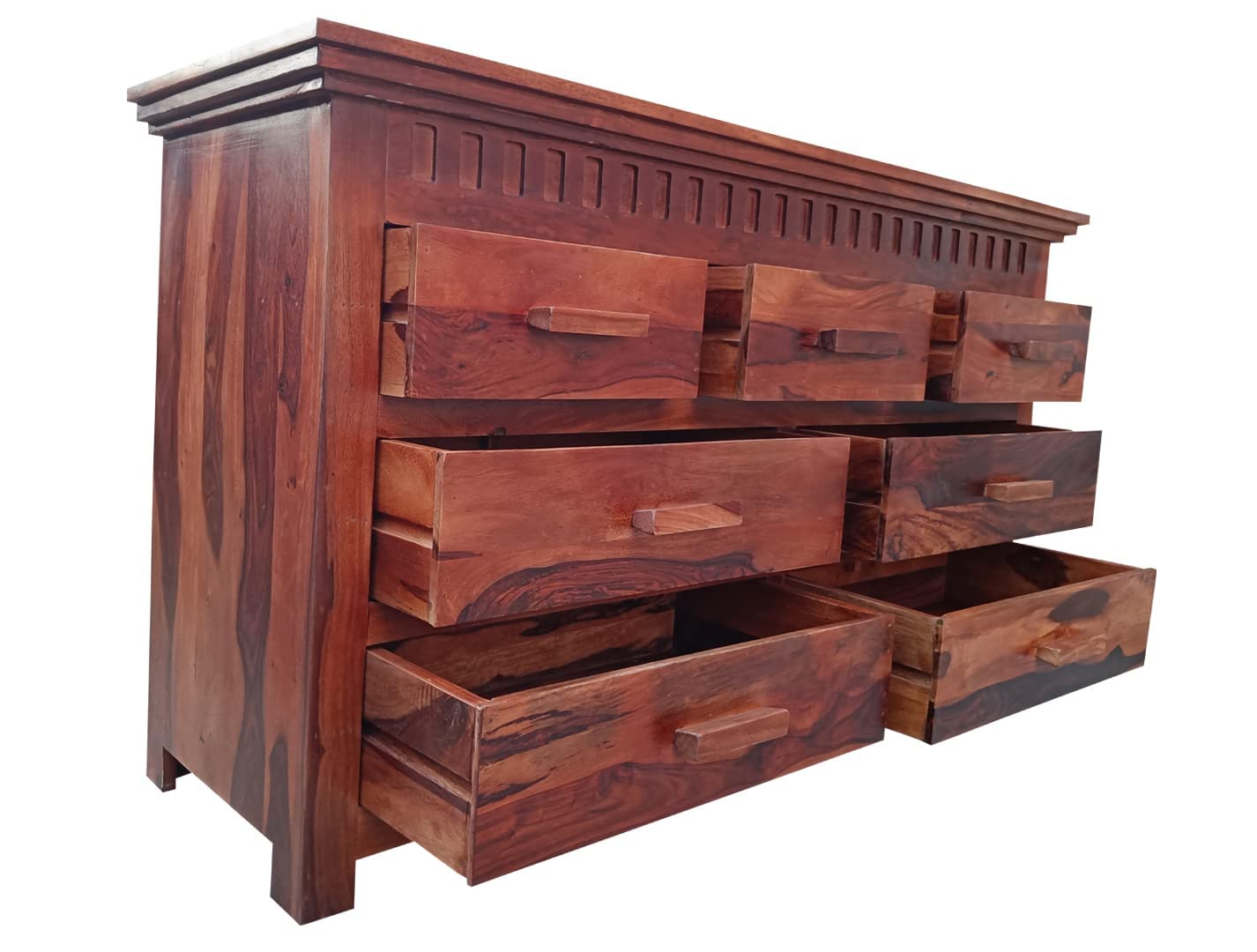 GateWay Furniture Solid Sheesham Wood Chest of 7 Drawers Multipurpose Wooden Cabinet with Storage for Living Room Home (Honey Finish)-image-38