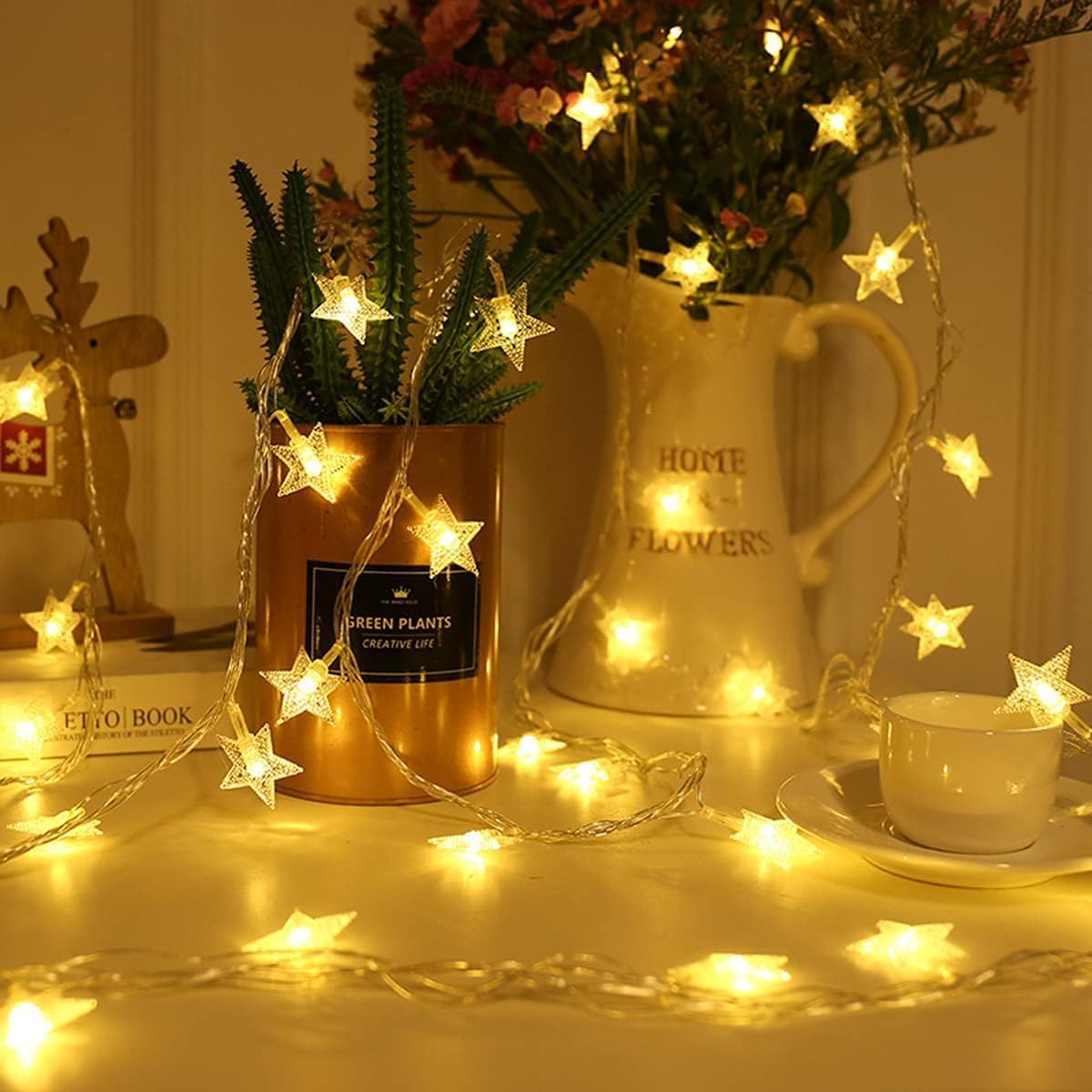 Kjzeex Star Fairy Lights, 6M/40 LEDs Battery Powered String Lights, Two Mode Decoration String Lights for Indoor Outdoor, Party, Birthday, Valentine, Christmas (6m)
