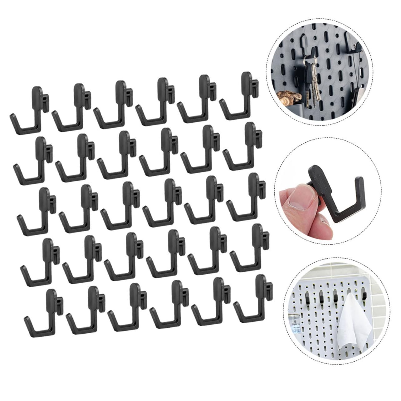 Alipis Pegboard Hook Set 30pcs j Shaped Hooks Sturdy Fixation Easy to Install for Craft Room Tool Storage