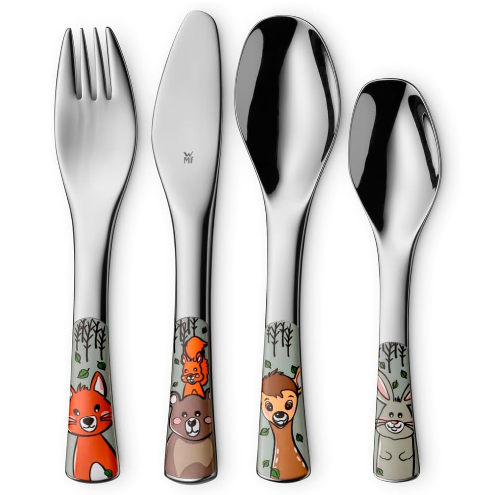 Regalo Grabado Personalisiertes Besteck mit Tieren, Wald, ab 3 Jahren | 6-teiliges Kindergeschirr-Set mit graviertem Namen für Kinder ab 3 Jahren.