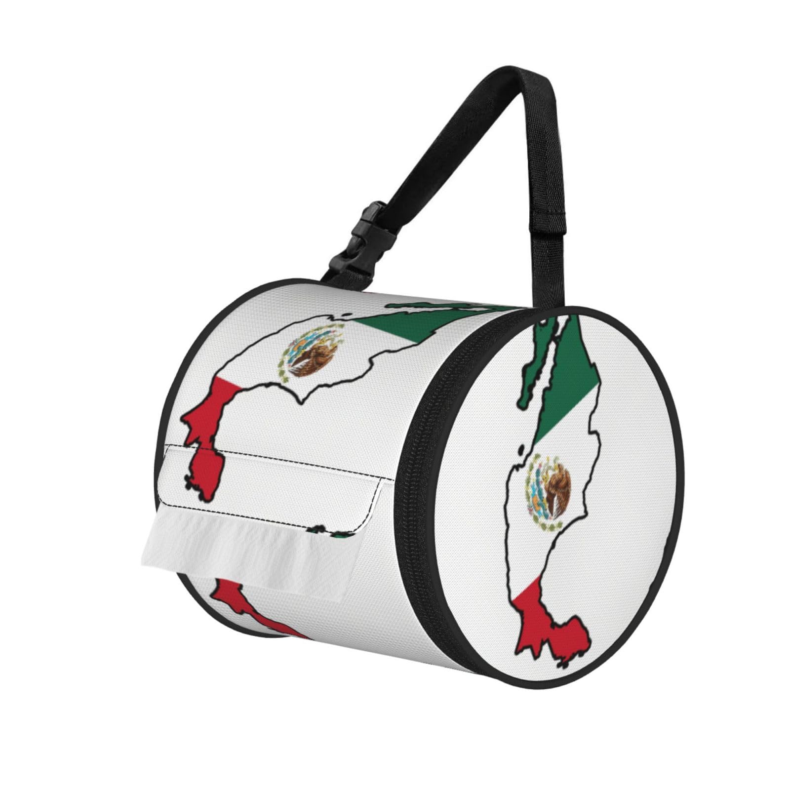 Mexico Flag Map Print Fashion Tissues Organizer Box, Hanging Tissue Holder For Purse Coins For Car Office Daily Outing
