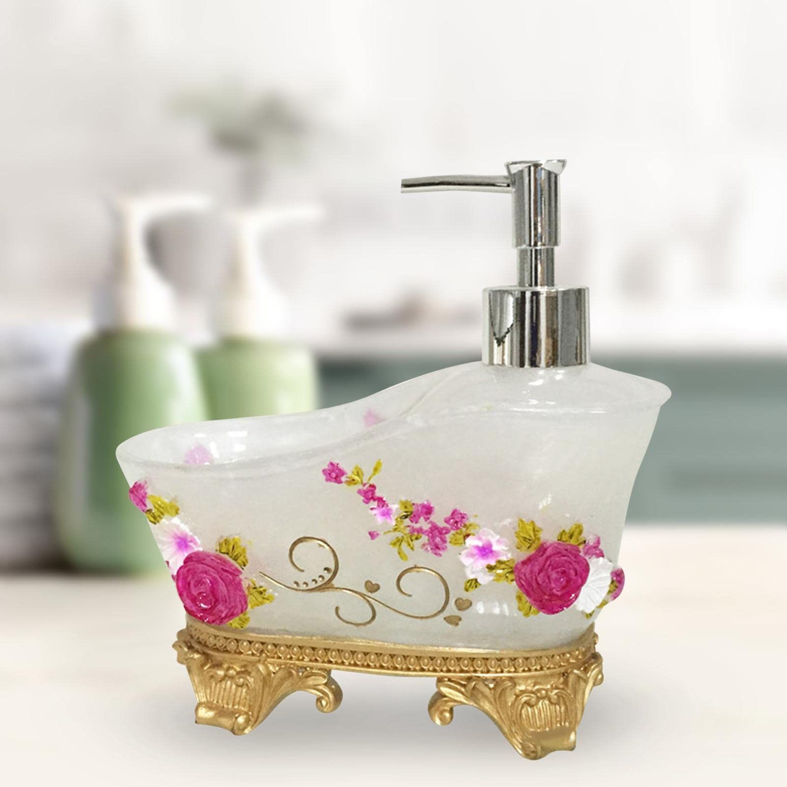 Dispensador de Jabón Recargable Botella de Loción con Bomba Contenedor para Líquido Material Resistente Adecuado para Encimera de Baño Cocina Regalo, Blanco c, Individual