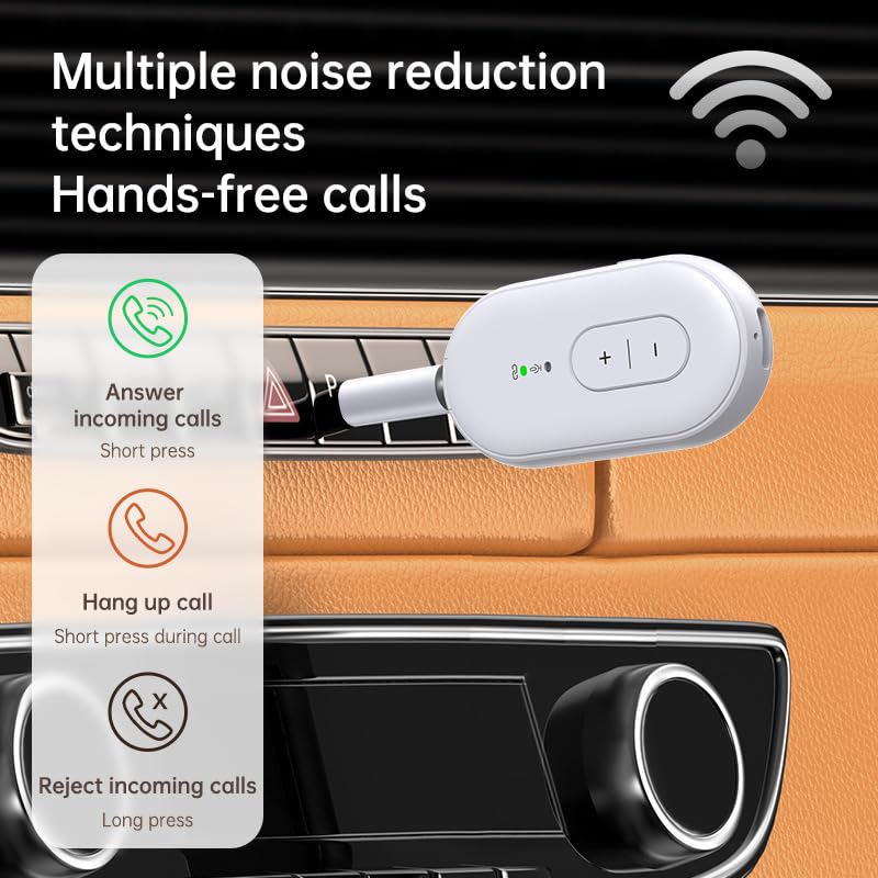 Odbiornik Bluetooth do samochodu, adapter Bluetooth 5.3 AUX, bezprzewodowy odbiornik z wyświetlaczem LED, odbiornik audio do starego głośnika/telefonu/słuchawek/PC, obsługa 2 urządzeń, niskie