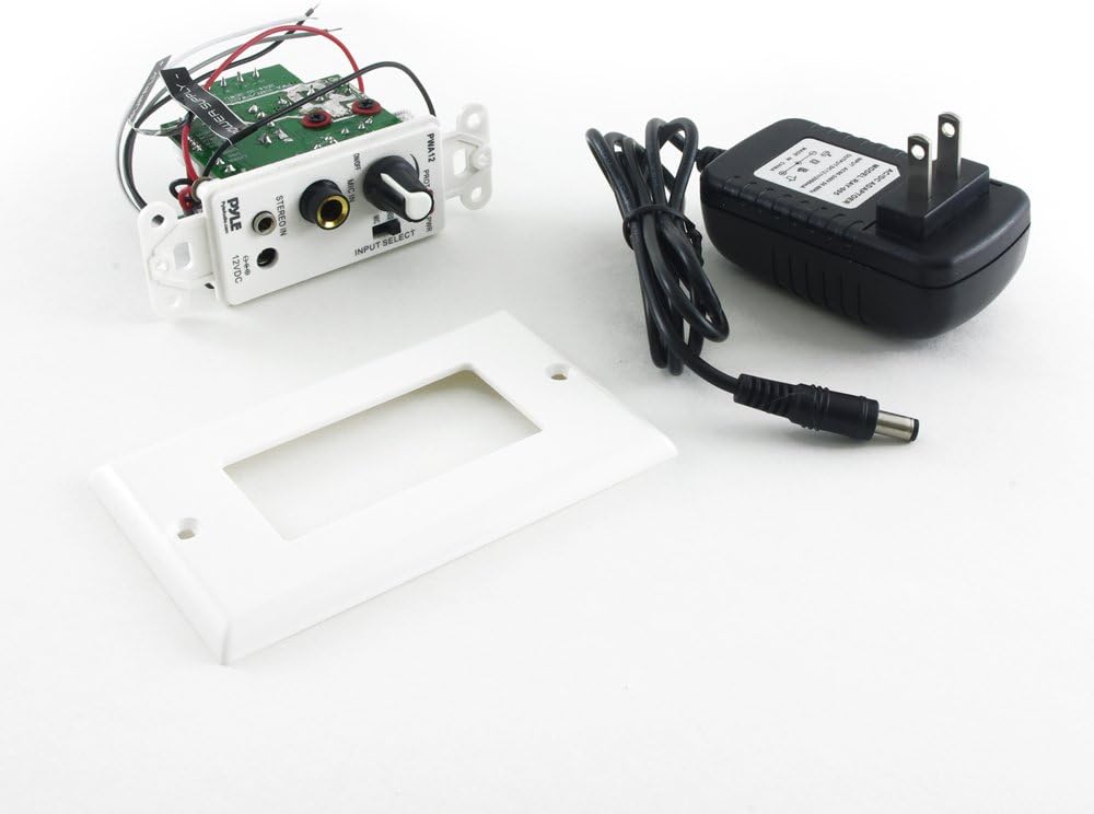 Pyle In-Wall Audio Receiver, Wall Plate Sound Control Amplifier (Microphone & Aux Inputs)