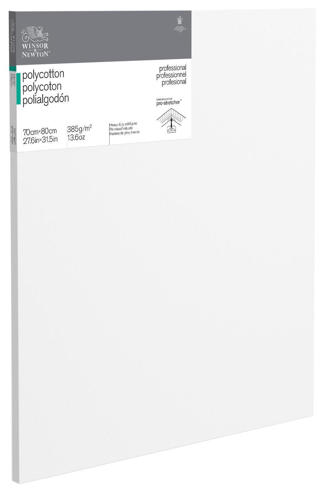 Winsor & Newton 6206038 Professional Keilrahmen aus Baumwollmischgewebe, 385 g/m², 3-fach grundiert, mittlere Körnung, ideal für die Ölfarben und Acrylfarben - 70x80cm