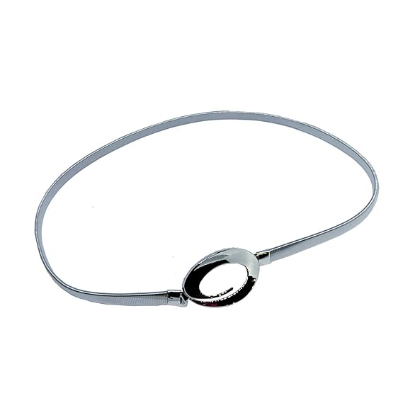 Romp Fashion Silver Trendy Stylish Buckle Stretchable Waist Belt for Girls and Women, Design O