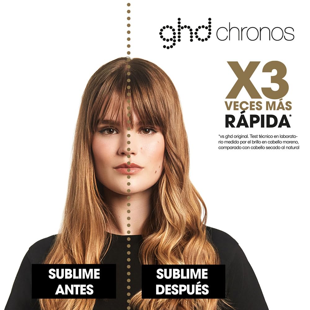 ghd chronos - plancha de pelo profesional, lisos, rizos y ondas de alta definición, 3 veces más rápida, tecnología HD motion-responsive, temperatura óptima de peinado 185ºC