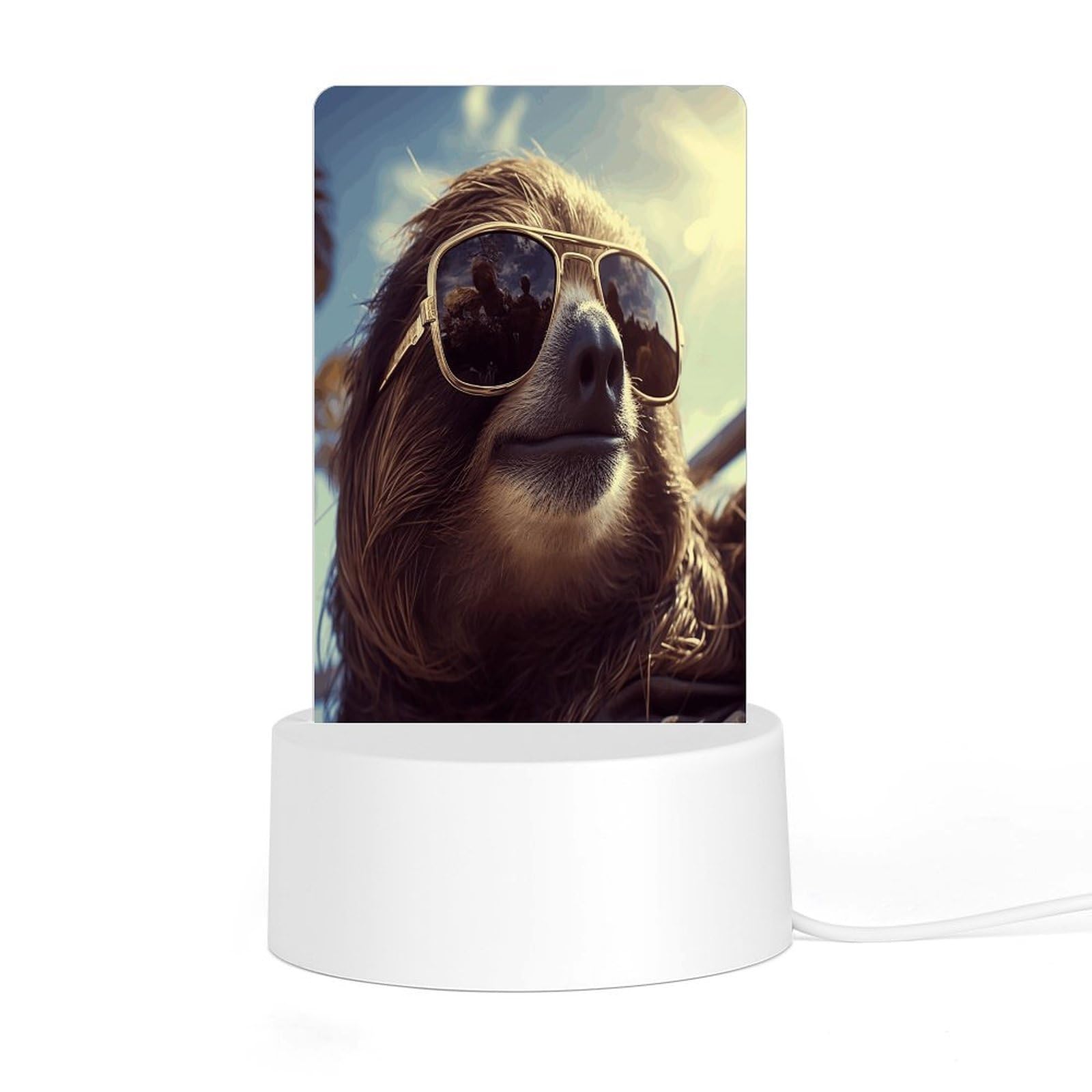 Adfgyerh Style Sloth With Sunglasses Night Light Acrylic Material Easy Installation, Home Decor Usb Interface Power Supply, Lamp For Restaurant Bar Cafe Room Decor