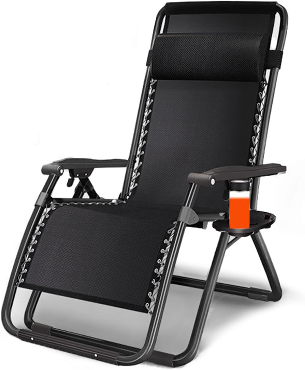 Folding Outdoor Patio Recliner, Outdoor Padded Lounge Chair with Side Table, Recliner Chair, Outdoor Reclining Chair, Sturdy & Comfortable