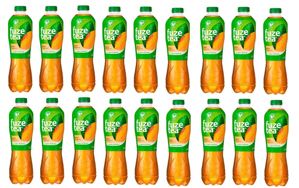 18 Flaschen Fuze Tea Schwarzer Tee Pfirsich (Erfrischungsgetränk Pfirsichgeschmack) a 1.25 Liter inkl. EINWEGPFAND + Space Riegel von Onlineshop Bormann