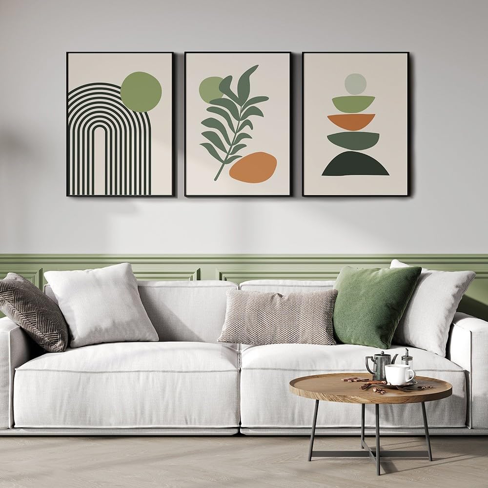 WBYZAC Botanical Posters-Boho Abstract Plant Geometry Sun Rainbow Wall Art Canvas Painting Nordic Posters Prints Pictures for Living Bedroom Kitchen Room Decor-60 * 70cm*3PCS (No Frame)