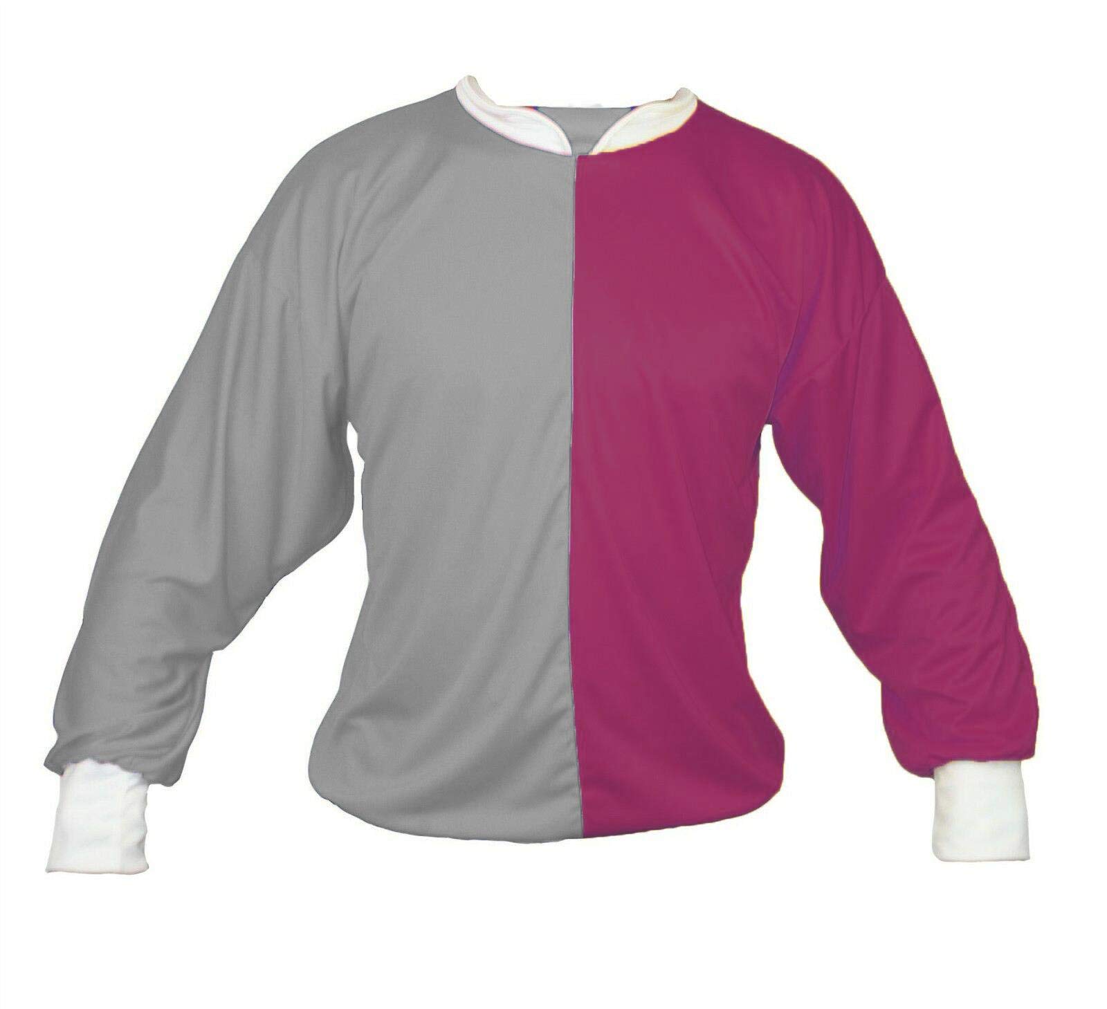 Adults Horse Racing Top Jockey Jersey Silks Colours Equestrian Cheltenham National Fancy Dress [Grey & Burgundy] — image 1