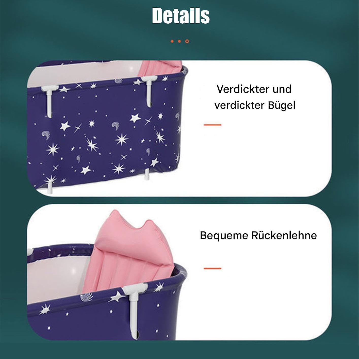 Klappbare Badewanne - Tragbare Wanne Für Erwachsene - Rechteckige Badeeimer für Erwachsene Kinder Alltag Reise Camping Outdoor Badezimmer