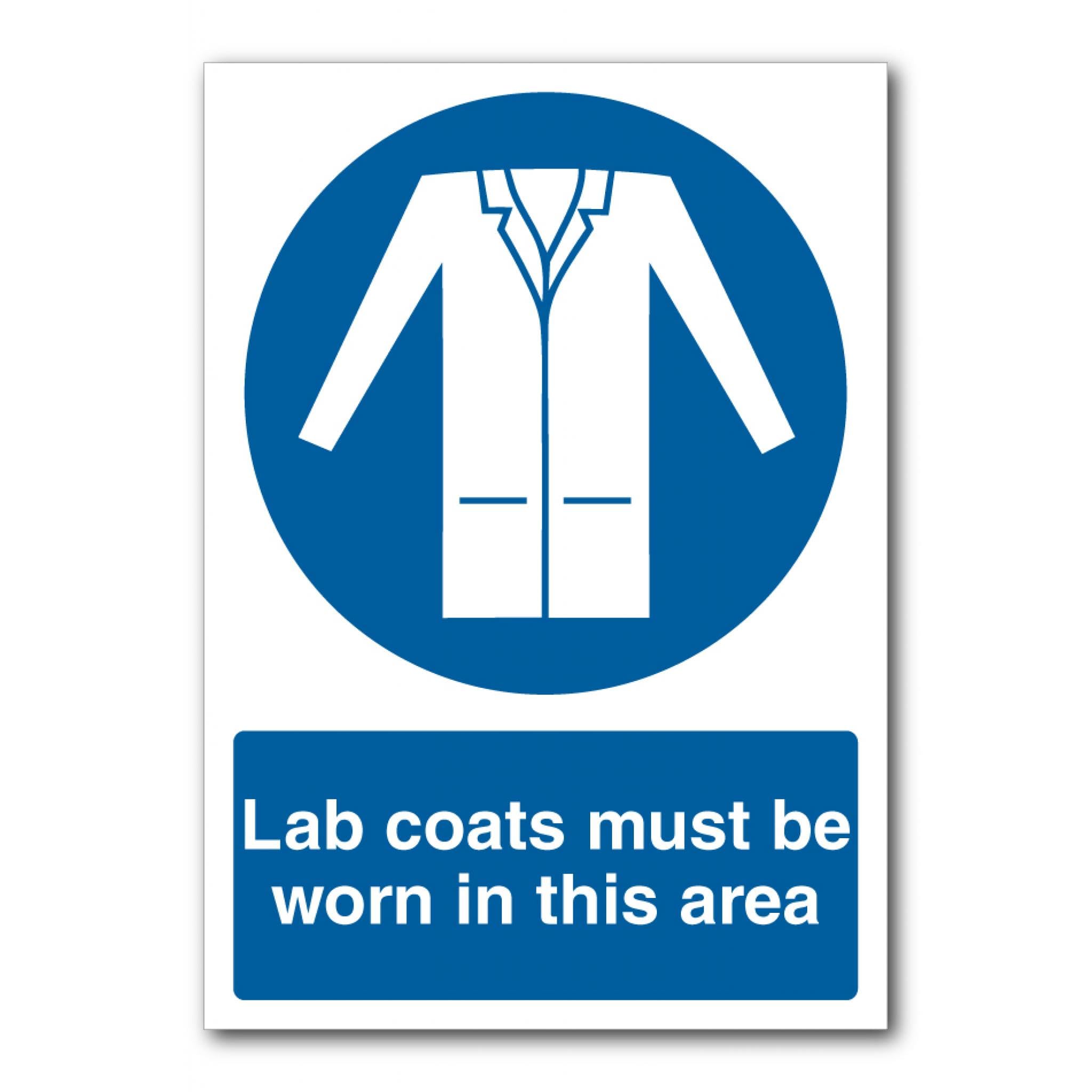 Lab Coats Required Sign L11149, 12x8 Inch Metal Tin Sign, PPE Mandatory Safety Wall Sign