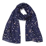 Fashion Scarf for Women, Lightweight Colorful Shawl with Star Moon Pattern for Girls Ladies Women