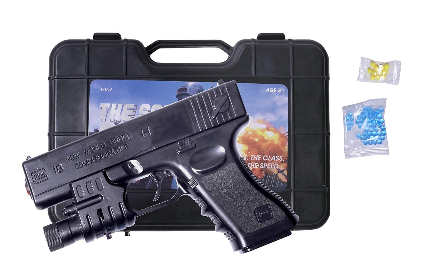 ADJD pubgs soft water bullets toys gun plastic safe gun weapon pistol gunshot outdoor game toy for children kid boys gift (assorted colors)-Black, Pack of 1