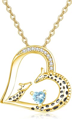 TANGPOET 925 Sterling Silver Giraffe Heart Pendant Necklace for Women Mom Grandma, Giraffe Family Love Necklaces Jewelry Mothers Day Birthday Gifts with 18" +2" Chain