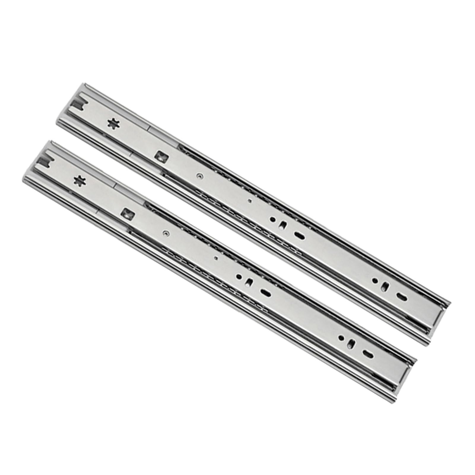3 Falten Vollauszug Schubladengleite, Soft-Close-Schrank-Teleskopschienen, Kugelgelagertes Metall, mit Schrauben, 1 Paar(Silber,24in/60cm)